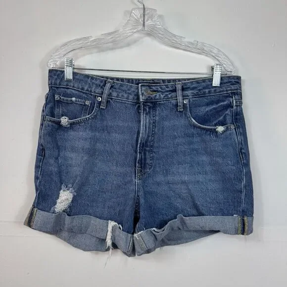 Free Assembly Jean Shorts Women's Size 14 Distressed Rolled Cuff - Picture 1 of 4